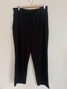 En Thread Women Black Elastic Waist/Drawstring Pockets Straight Leg Pants Size M